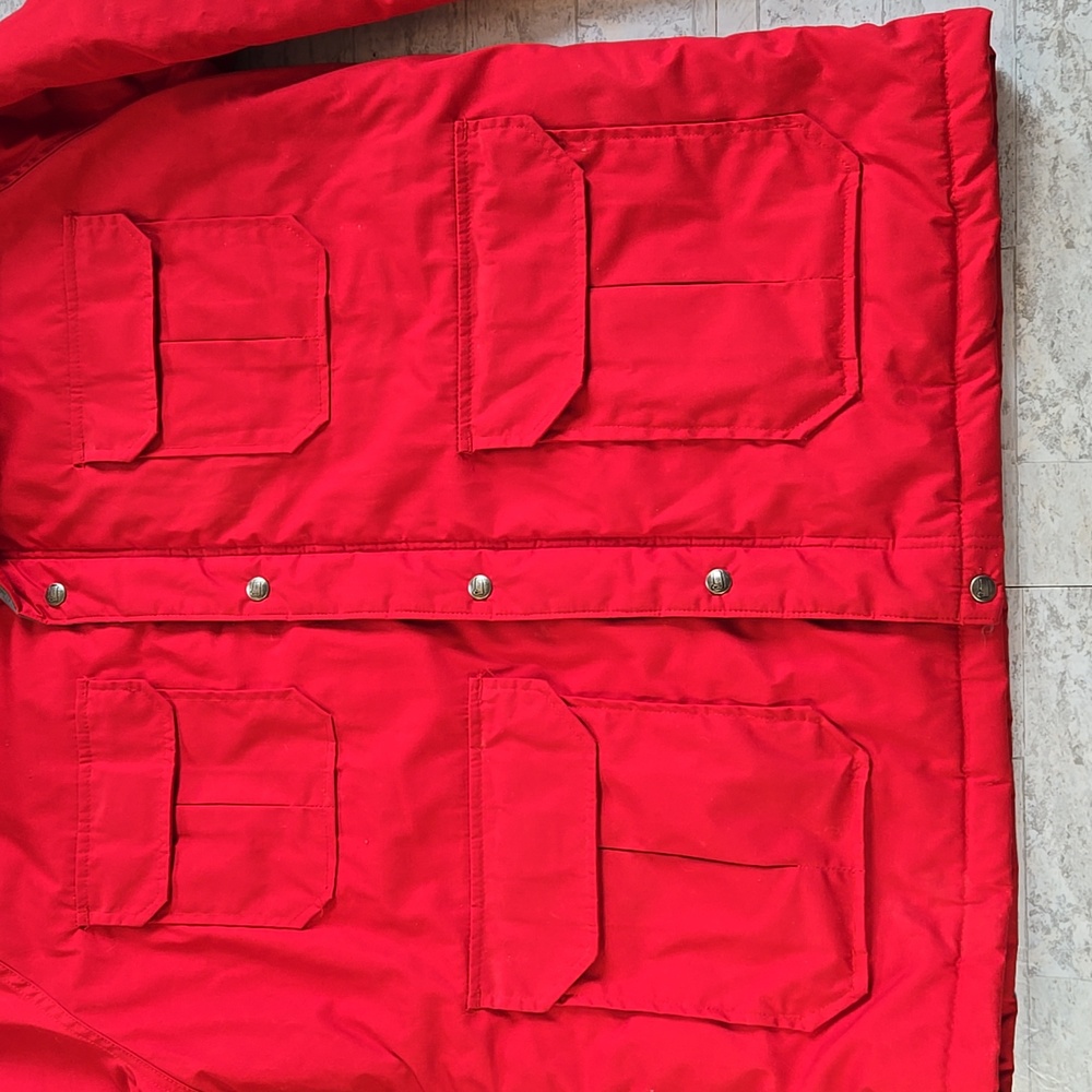 Woolrich Vintage mens Size XL Red Utility Jacket Detachable Hood - Picture 5 of 16